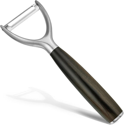 Serrated Blade Premium I Type 304 Stainless Steel Multifunctional Kitchen Peeler Real Wood Handle Ultra Sharp Blade Vegetable Potato Apple（Agarwood）
