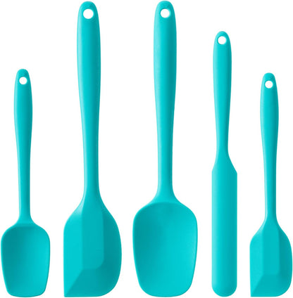 Silicone Spatula Set, 5 Piece Food Grade Rubber Spatulas for Baking, Cooking, and Mixing High Heat Resistant Non Stick Dishwasher Safe BPA-Free (Multicolor)