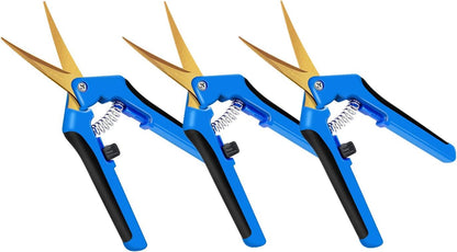iPower 6.5 Inch Garden Hand Pruner Shears with Straight Stainless Steel Scissors, for Hydroponic Trimming Herb/Flowers/Vegetables/Plants, Blue, 1-Pack