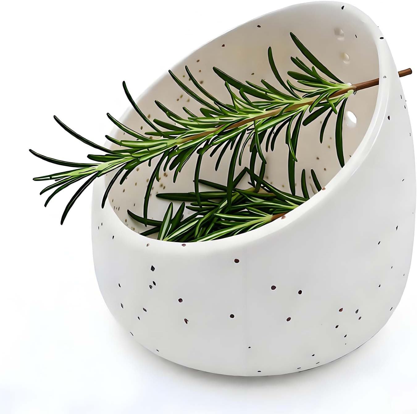 Pottery Herb Stripper Bowl Handmade Green Glazed Ceramic Kitchen Gadget with Four Sizes Holes for Rosemary Parsley Basil Kale Detach Leaves from Stem