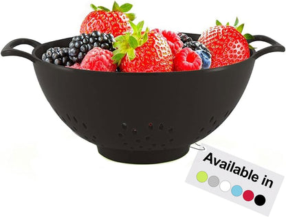 Meadow Lane 6-inch Small Colander, BPA-Free, Dishwasher Safe, Double Handles, Compact Food Strainer for Berries, Veggies and Pasta, 3-Cup Capacity, Smooth White