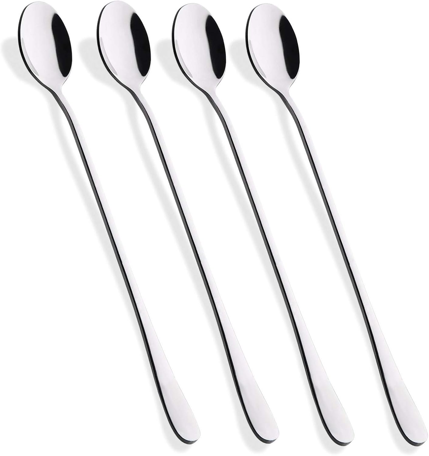 Hiware 9-Inch Long Handle Iced Tea Spoon, Coffee Spoon, Ice Cream Spoons, Stainless Steel Cocktail Stirring Spoons, Set of 4