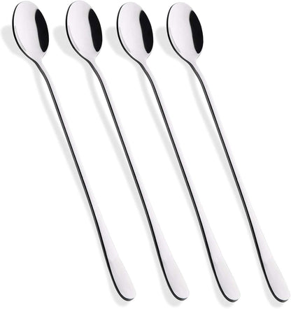 Hiware 9-Inch Long Handle Iced Tea Spoon, Coffee Spoon, Ice Cream Spoons, Stainless Steel Cocktail Stirring Spoons, Set of 4