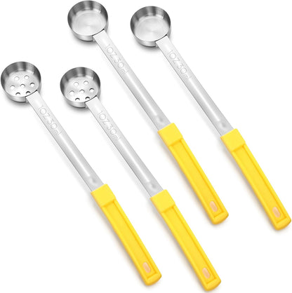Teenyyou 4 Pcs Portion Control Serving Spoons Portion Control Spoons Ladle Scoops Food Measuring Utensils Proportion Manage Slotted and Unslotted Scoops for Weight Loss(Green,4oz)