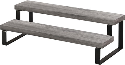 YINMIT Wooden Display Riser Stand, Tiered Perfume and Cologne Organizer Stand, 4 Tier Spice Rack Organizer, Rustic Display Shelf for Candles (4 Tier)
