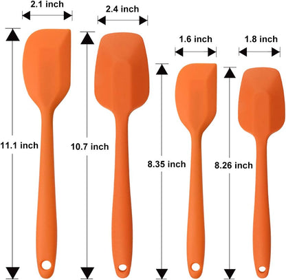 Silicone Spatulas Set of 6, Rubber Spoon Spatula Heat Resistant Spoonula One Piece Design Seamless Spatula Non-Stick Scrapers Baking Mixing Tool (Black)