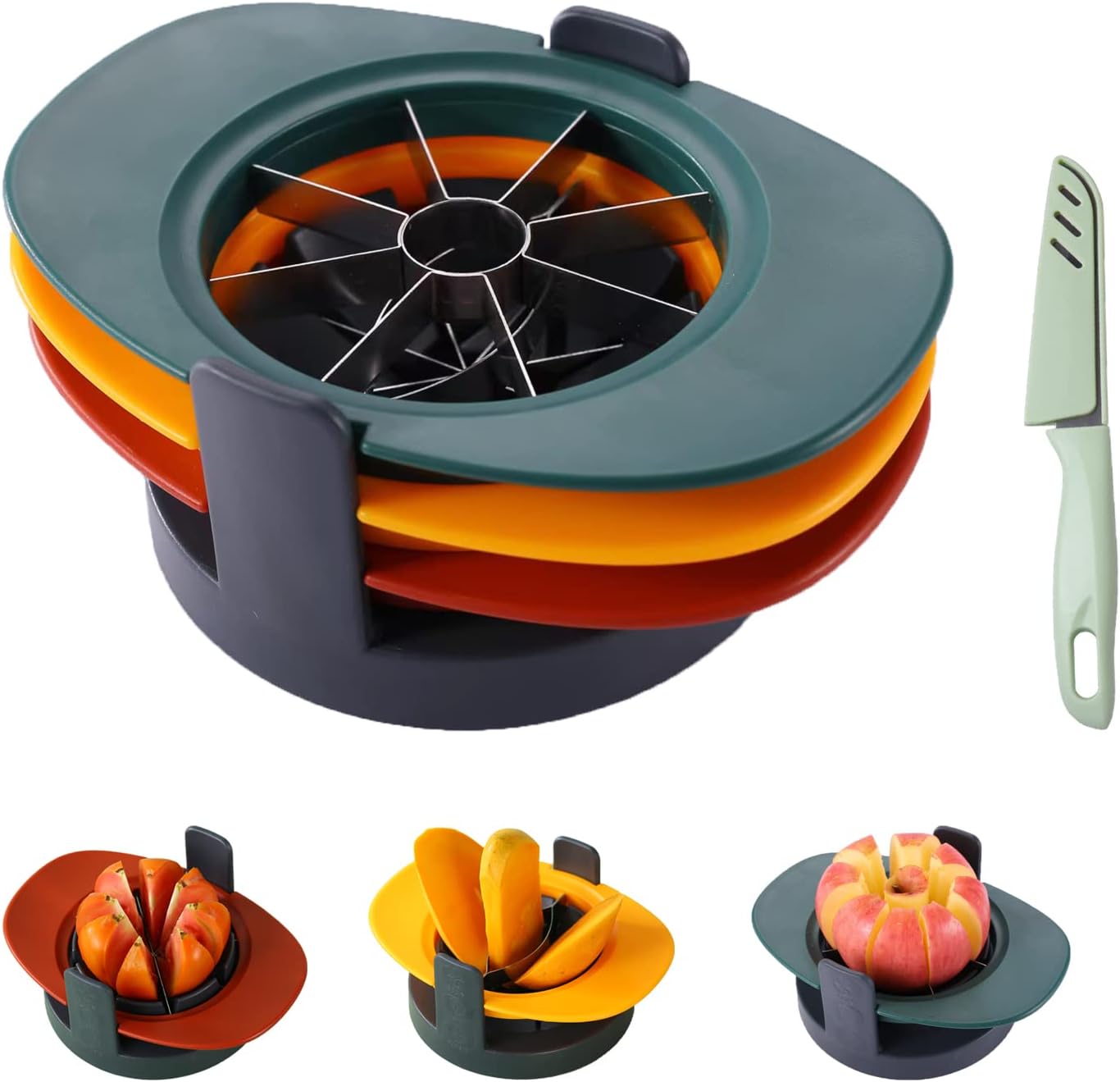 Fruit Slicer, Telawah 4 in 1 Mango Core Slicer with Vegetable Peeler and Cleaning Brush, Mango Core Remover, Tomato Wedge, Simple Kitchen Tools