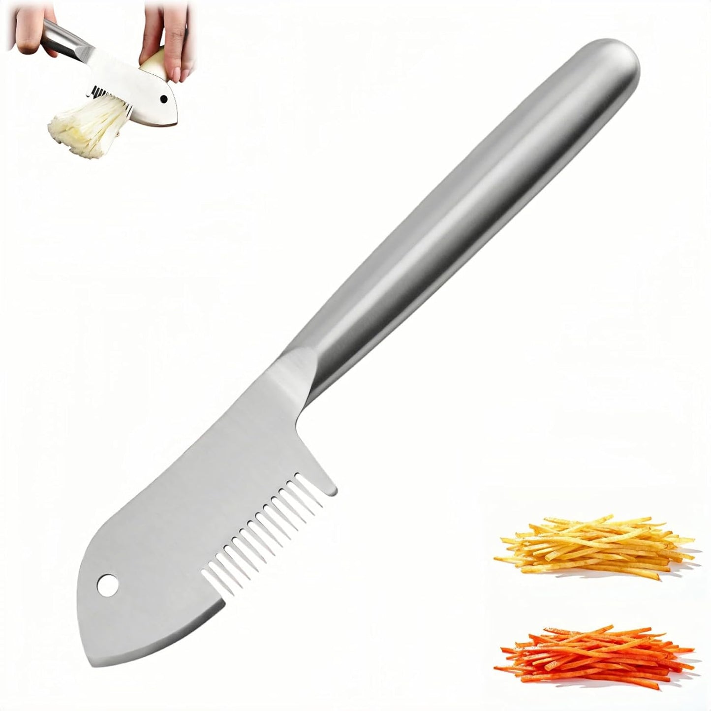 2 in 1 Julienne Peeler, Vegetable Peeler Stainless Steel, Precision Julienne Blade, Multi-Functional Vegetable Julienne Slicer Quick & Easy Kitchen Shredder Tool for Fruit, Potatoes, Carrot (1PC)