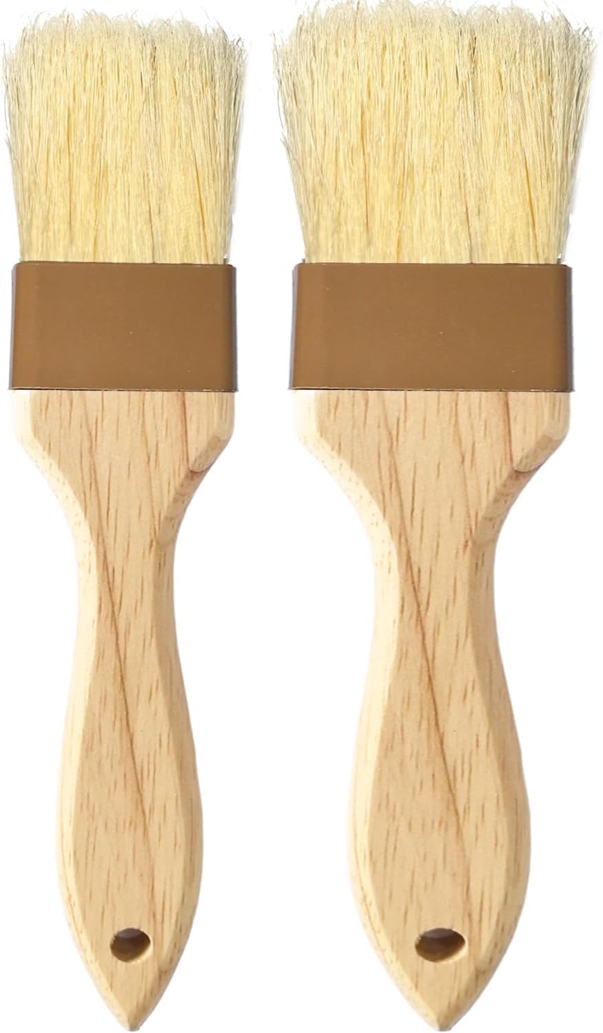 2" & 1.5" Non-Shedding Natural Boar Bristle Pastry & Basting Brush - Food-Grade, Heat-Resistant Cooking Gadgets for Baking, Grilling, Butter, Egg Wash, Oil, Sauce, Marinade, Roasting,Coffee