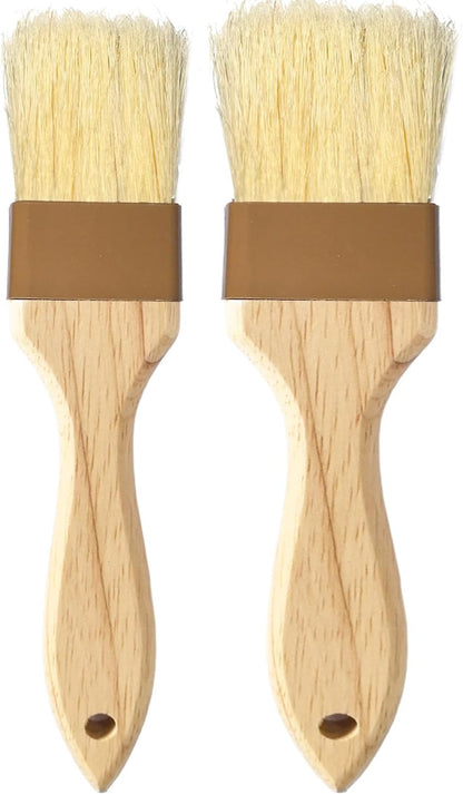 2" & 1.5" Non-Shedding Natural Boar Bristle Pastry & Basting Brush - Food-Grade, Heat-Resistant Cooking Gadgets for Baking, Grilling, Butter, Egg Wash, Oil, Sauce, Marinade, Roasting,Coffee