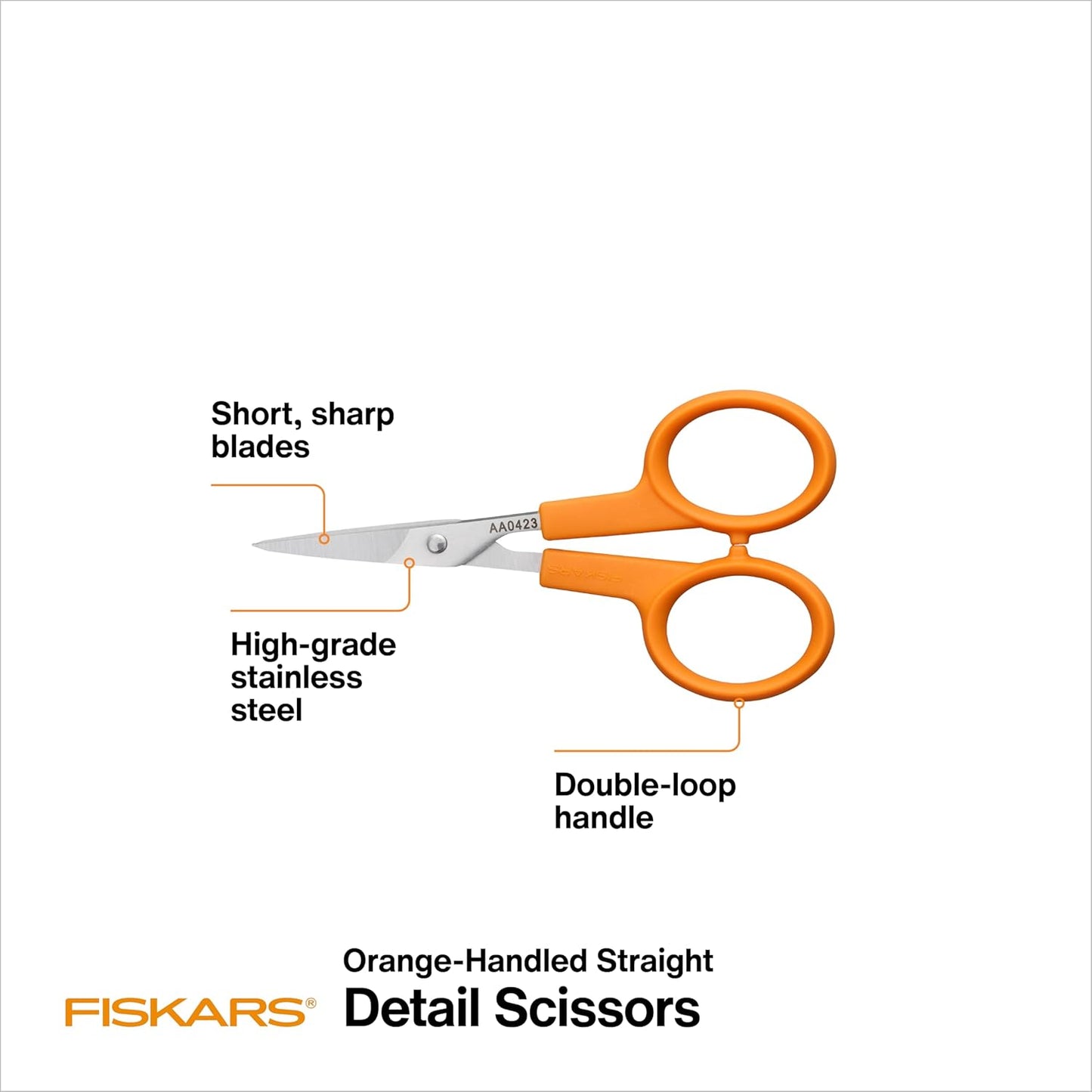 Fiskars Micro Trip Scissors, SoftGrip Precision Cutting Shears, Non-Stick Stainless Steel Blades, 5 inches