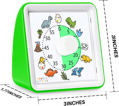 Visual Timer for Kids, Toddler, Autism, ADHD & Preschool Classroom - Animal Silent Countdown Timers - 60 Minute Productivity & Time Management Clock (Dinosaur)