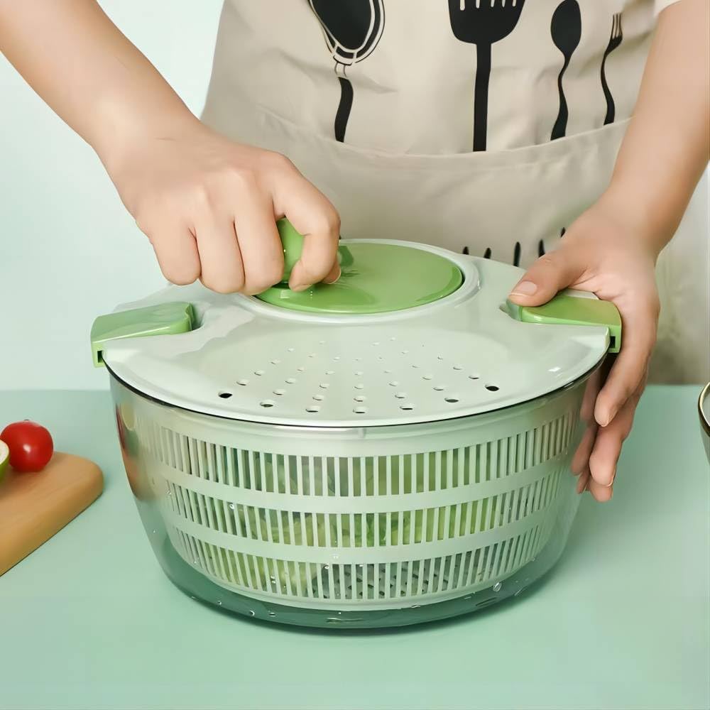 Salad Spinner-wash，Spin & Dry Salad Greens，Fruit & Vegetable wash，4.2qt.（green)…