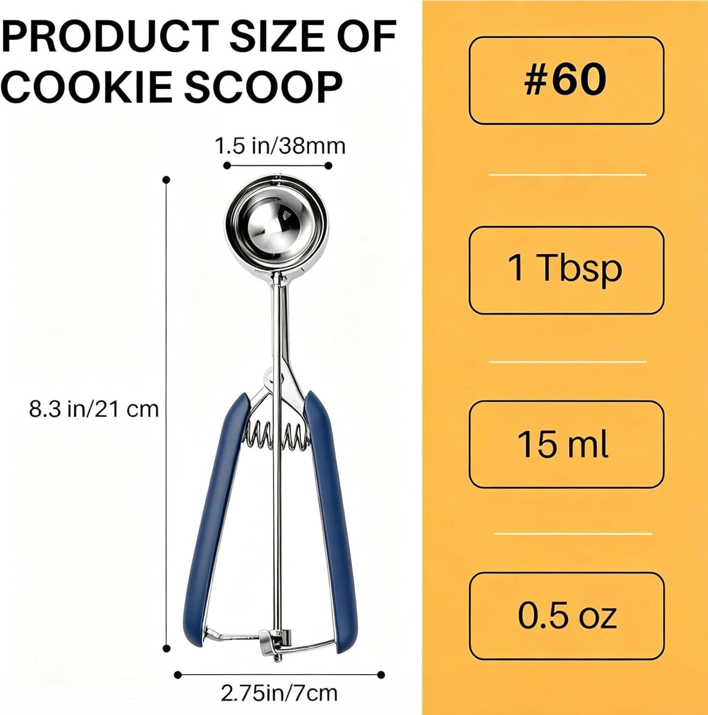 JUNADAEL J Medium Cookie Scoop, 2 Tablespoon Cookie Scoops for Baking, Cookie Dough Scoop, Spring-Loaded, Comfortable Grip, Non-Slip, For Making Cookies Muffin Cupcake Pancake Ice Cream Meatball