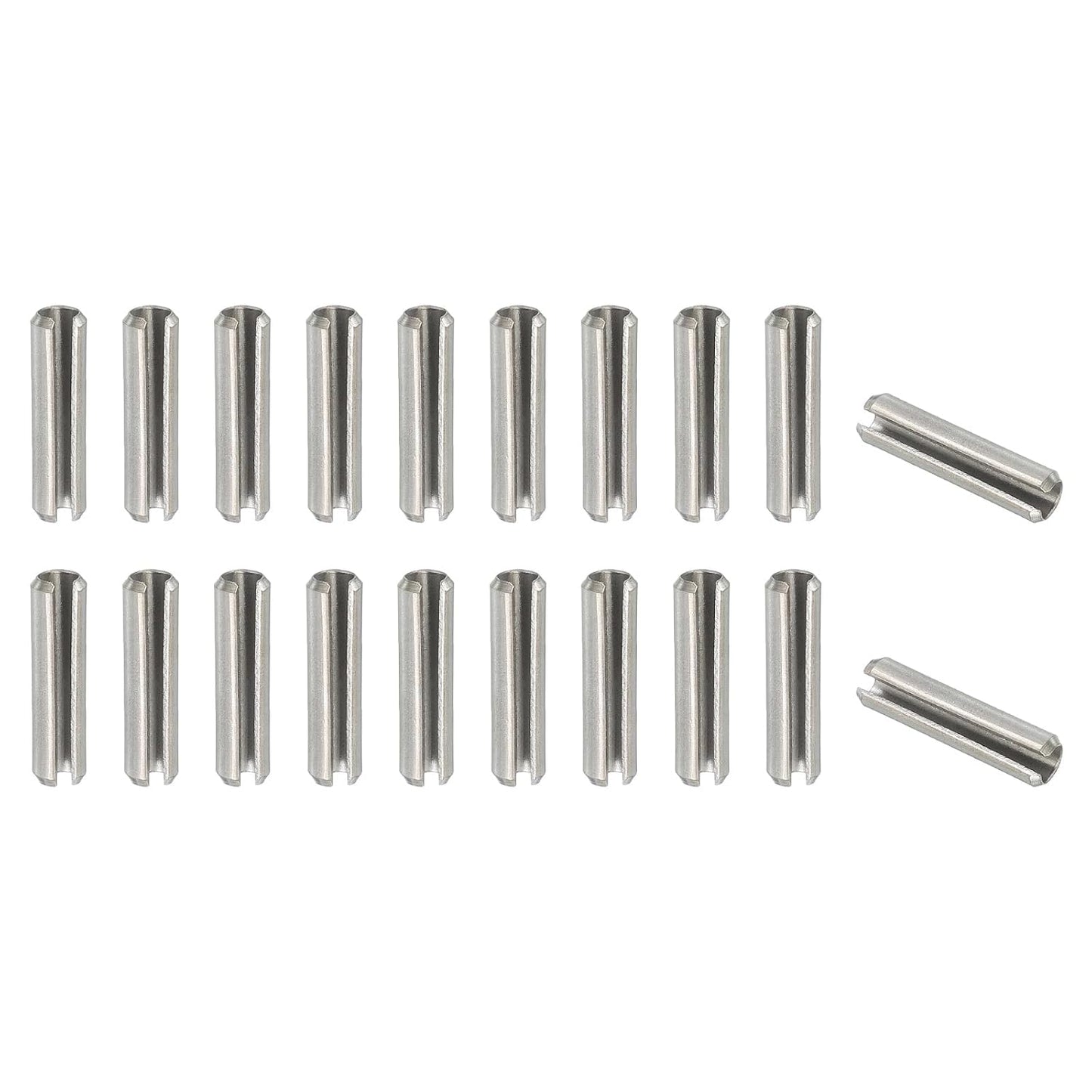 PATIKIL Slotted Spring Pin, 50 Pcs 1/8" x 3/4" (3.2mm x 20mm) 304 Stainless Steel Split Roll Pins Spring Dowel for Home Improvement Automotive Machine Repair, Silver - Colors A