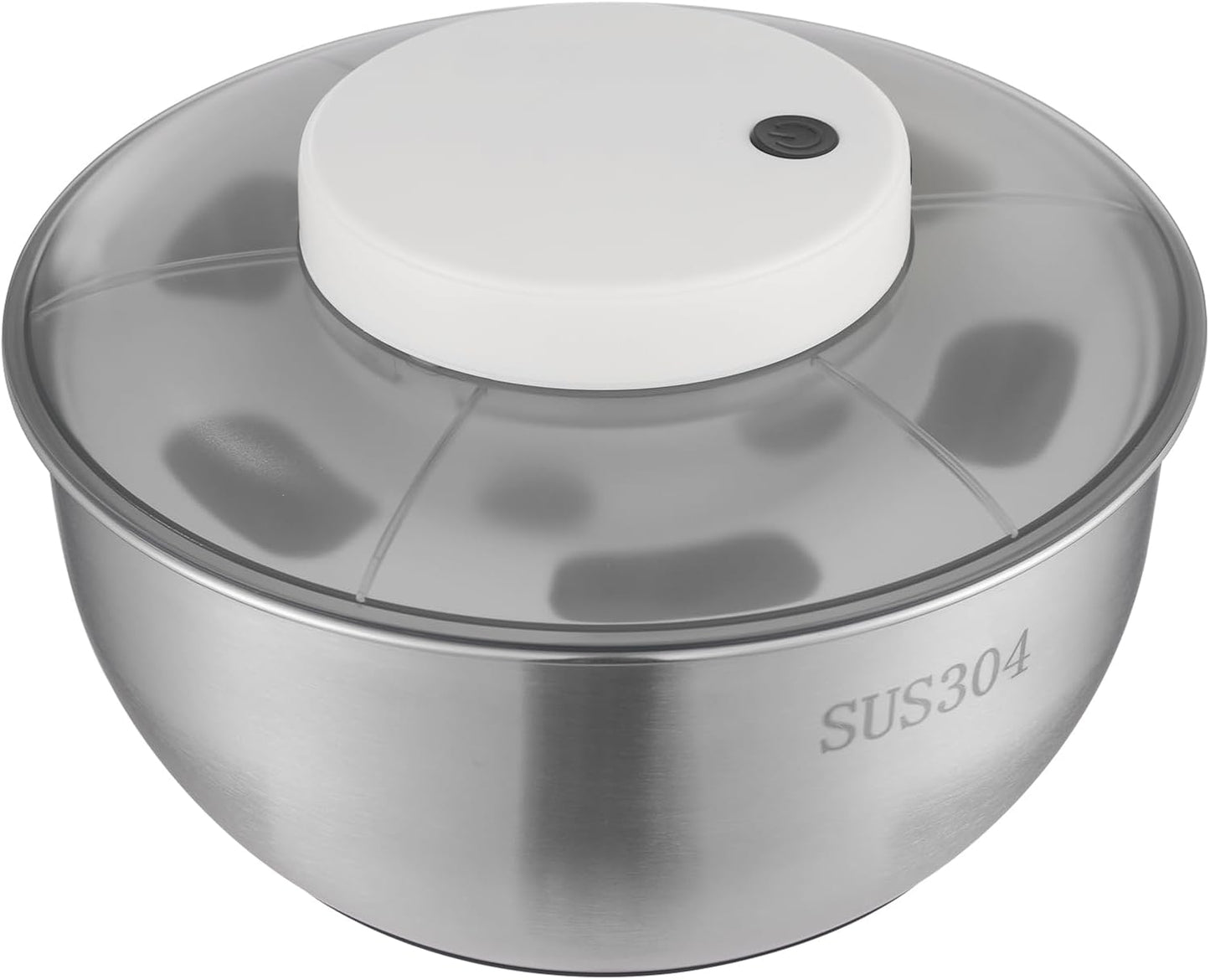 Stainless Steel Electric Salad Spinner Countertop Fruit Vegetable Washer Dryer Vegetable Dehydrator w/Bowl & Colander Lettuce Spinner for Draining Dehydrating Storing Vegetables, 5.12*6.30''