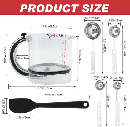 All-in-1 Adjustable Measuring Cup with Stainless Steel Measuring Spoons Set and Silicone Spatulas for Cooking/Baking/Ingredients, Kitchen Utensils Gadgets Cooking Lovers Gift(COLOR:Transparent)