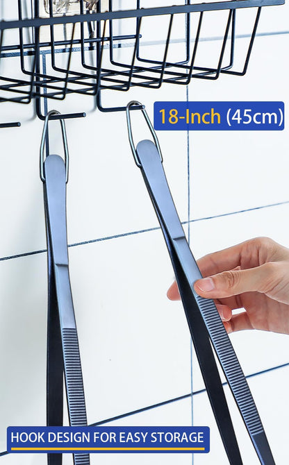 JETKONG 2 Pcs 12-Inch Kitchen Tweezers Fine Tweezer Tongs, Extra-Long Stainless Steel Cooking Tweezers (Silver)