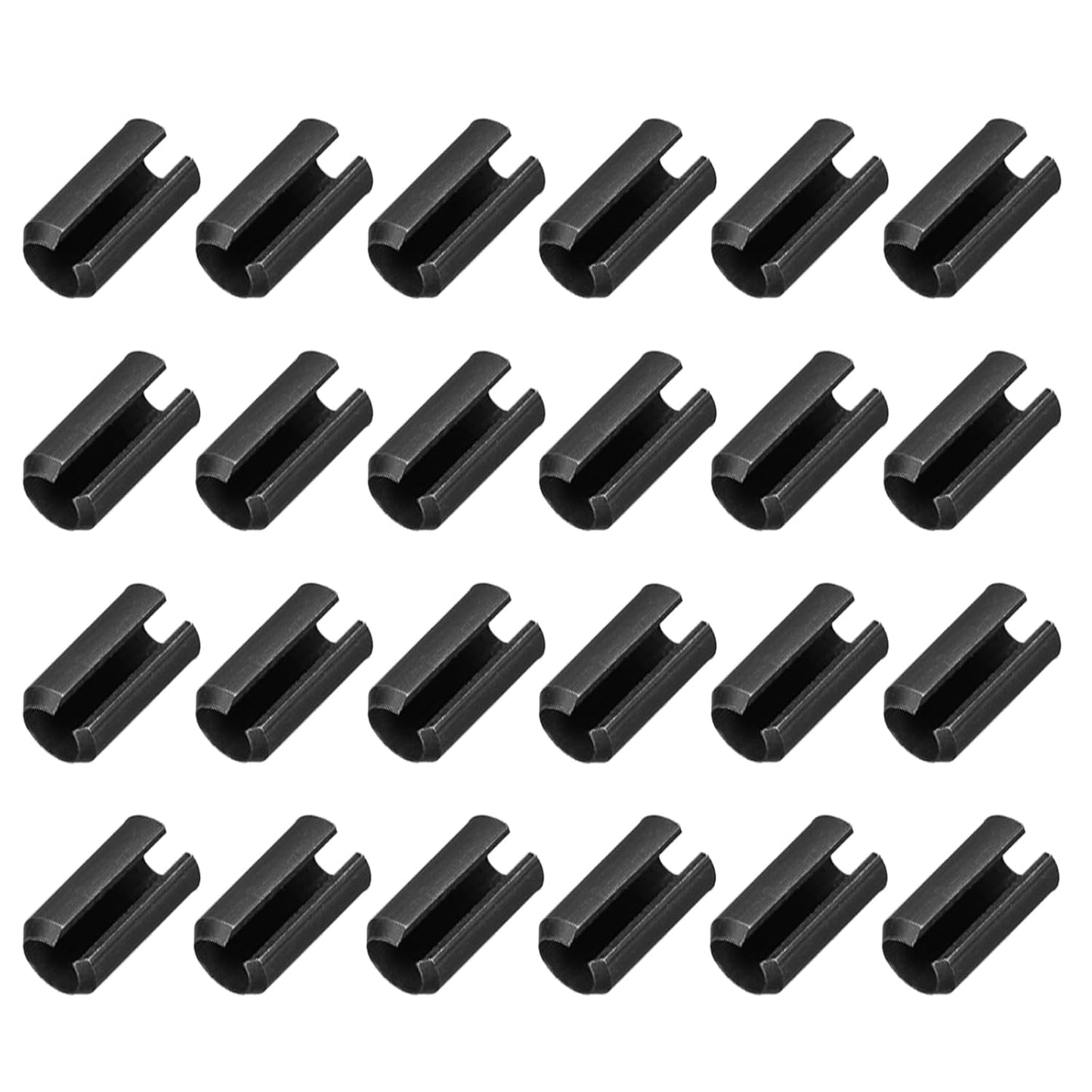 MECCANIXITY 25Pcs Slotted Split Roll Pins 1/2 Inch(12mm) Dia. 1-2/5 Inch(35mm) Length 65Mn Steel Spring Tension Expansion Dowels for Secure Fastening, Black - Colors A