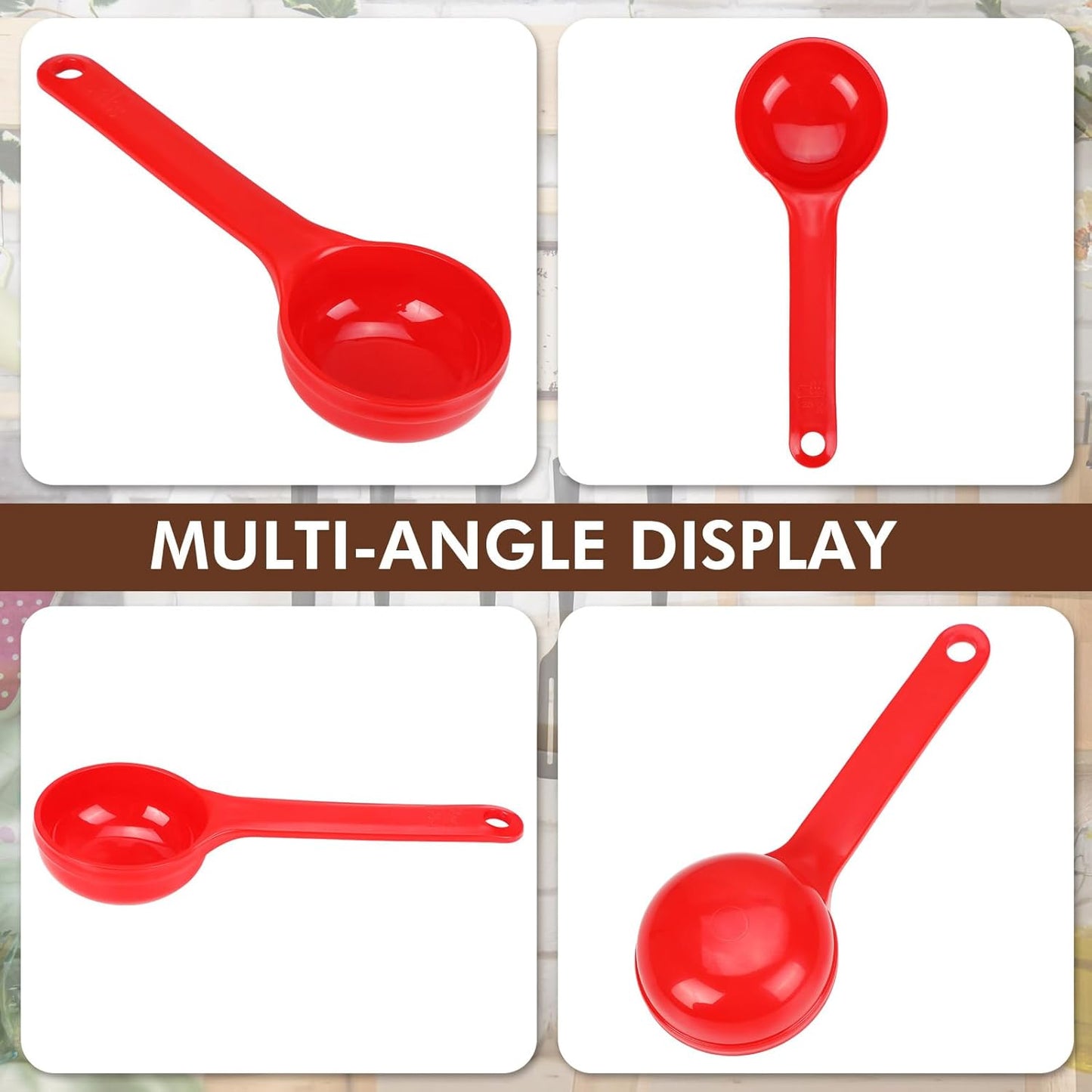 Teenyyou 10 Pcs 2 oz Foodservice Products Measure Spoon with Short Handle Measuring Scoop Miser Food Grade Solid Portion Control Spoon for Oatmeal Creatine Coffee Grains Spices Powders(Red)