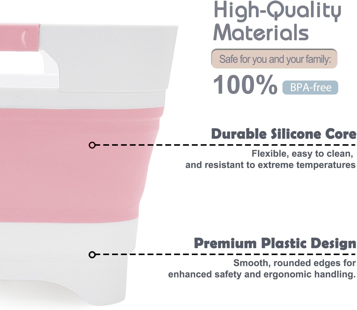 Collapsible Dish Basin with Drain Plug, 2.4 Gal 9L Foldable Wash Basin, Portable Sink Tub for Kitchen, Baby Bottles, Camping, RV, Vegetable Washing and Beverage Tub, Gray