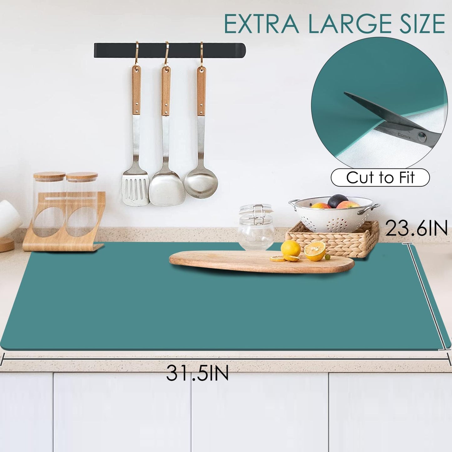 Standard Silicone Mat,Black Baking Mat-Food Grade Kids Dinner Table Placemat Non Slip Counter Mat with Raised Edges Heat Resistant Mat for Air Fryer Nonstick Pastry Dough Mat(1 Pack 23.6'' x 15.7'')