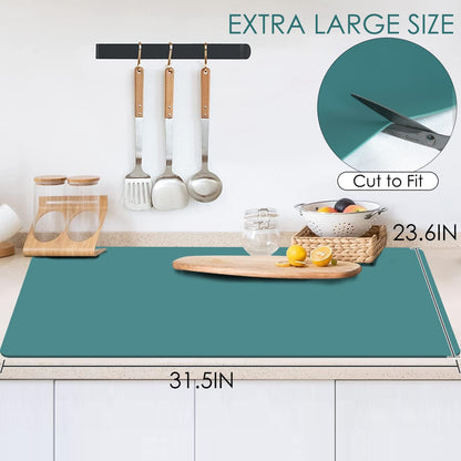 Standard Silicone Mat,Black Baking Mat-Food Grade Kids Dinner Table Placemat Non Slip Counter Mat with Raised Edges Heat Resistant Mat for Air Fryer Nonstick Pastry Dough Mat(1 Pack 23.6'' x 15.7'')