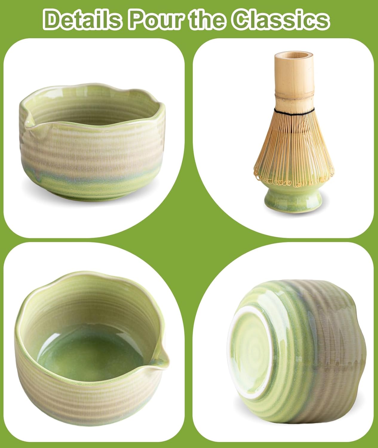 JBER Matcha Whisk Set, Ceramic Matcha Set Includes Bowl & Holder, Bamboo Whisk (Chasen), Sifter, Scoop, Spoon & Rest - 7PCS Matcha Kit Gift for Matcha Lovers & Beginners, Gradient Pink