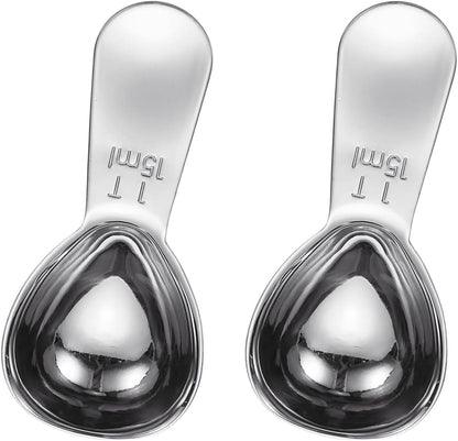 uxcell 2Pcs Stainless Steel Coffee Scoop, 15ml Short Handle Measuring Spoon for Ground Coffee Tea Sugar Kitchen Gifts, Rose gold