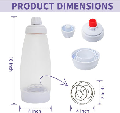 Pancake Batter Dispenser, 2 Pack Pancake Mix Dispenser with Whisk Ball and No-Drip Silicone Tip Squeeze Bottles for Pancakes, Crepes, Waffle, Muffins, Qatayef, Cupcakes