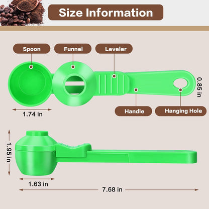 2-in-1 Coffee Scoop with Funnel, 2 Teaspoon Measuring Spoon for Reusable K Cups, Ground Coffee, Protein Powder & Tea, Mess-Free Plastic Design (Pink)