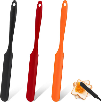 3pcs Jar Spatula, Silicone Jar Spatula Heat Resistant Kitchen Spatulas with Long Handle, Jam Spreader Cake Cream Butter Spatulas Mixing Batter Scraper for Jars Baking Cake Icing