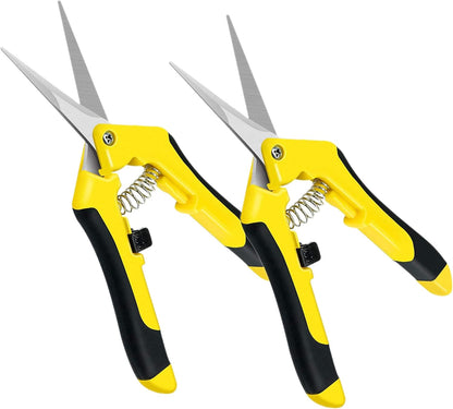 iPower 6.5 Inch Gardening Hand Pruner Pruning Shears Trimming Scissors with Straight Stainless Steel Blades for Bonsai, Herb, Bud, Hedge, 4-Pack, Yellow