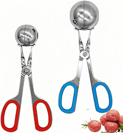 Meatball Maker Tool,2 Pack Stainless Steel Meatball Scoop with Anti-Slip Handles Non-Stick Food Scoop for Meatballs,Cake Pops,Cookie Dough,Ice Cream,Fruit and Melon ﻿