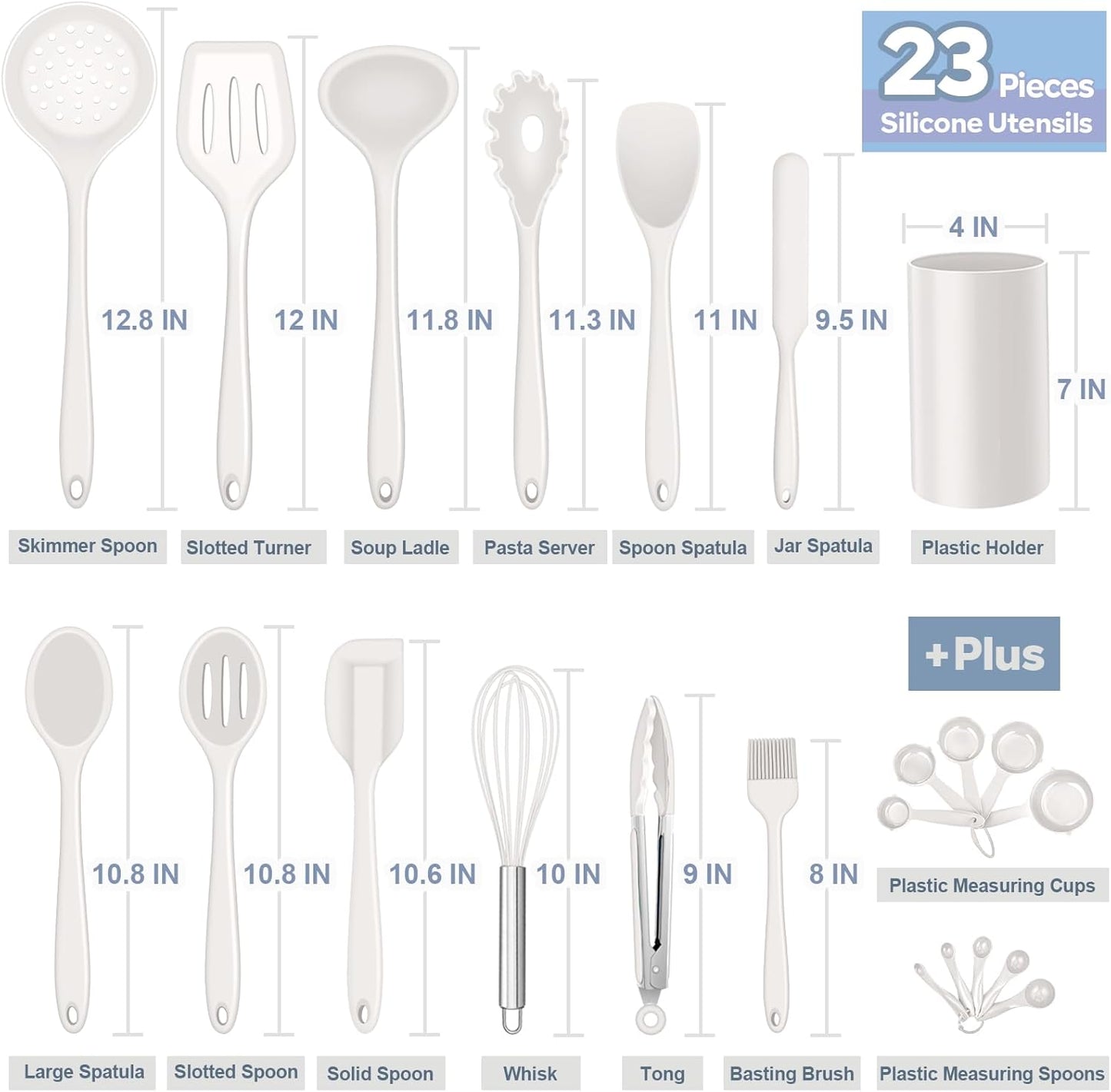 E-far Silicone Cooking Utensils Set, 7-Piece Black Heat Resistant Kitchen Utensils Set, Kitchen Nonstick Tools Spatula Ladle Spoon Pasta Server for Non-stick Cookware, Non-Toxic & Dishwasher safe
