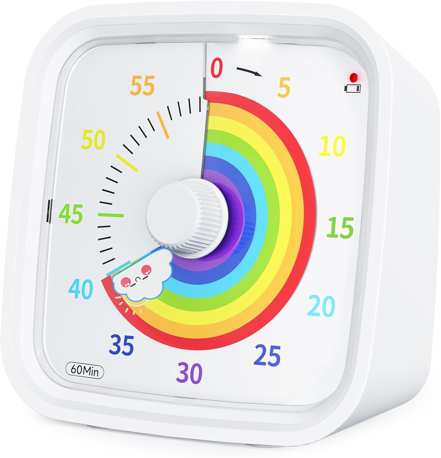 Yunbaoit Visual Timer with Protective Case, Rainbow Disk 60 Minute Countdown Timer for Kids and Adults, Silent Time Management Tool(Blue Rainbow)