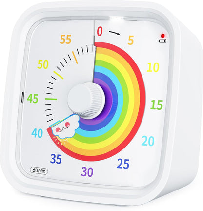 Yunbaoit Visual Timer with Protective Case, Rainbow Disk 60 Minute Countdown Timer for Kids and Adults, Silent Time Management Tool(Blue Rainbow)