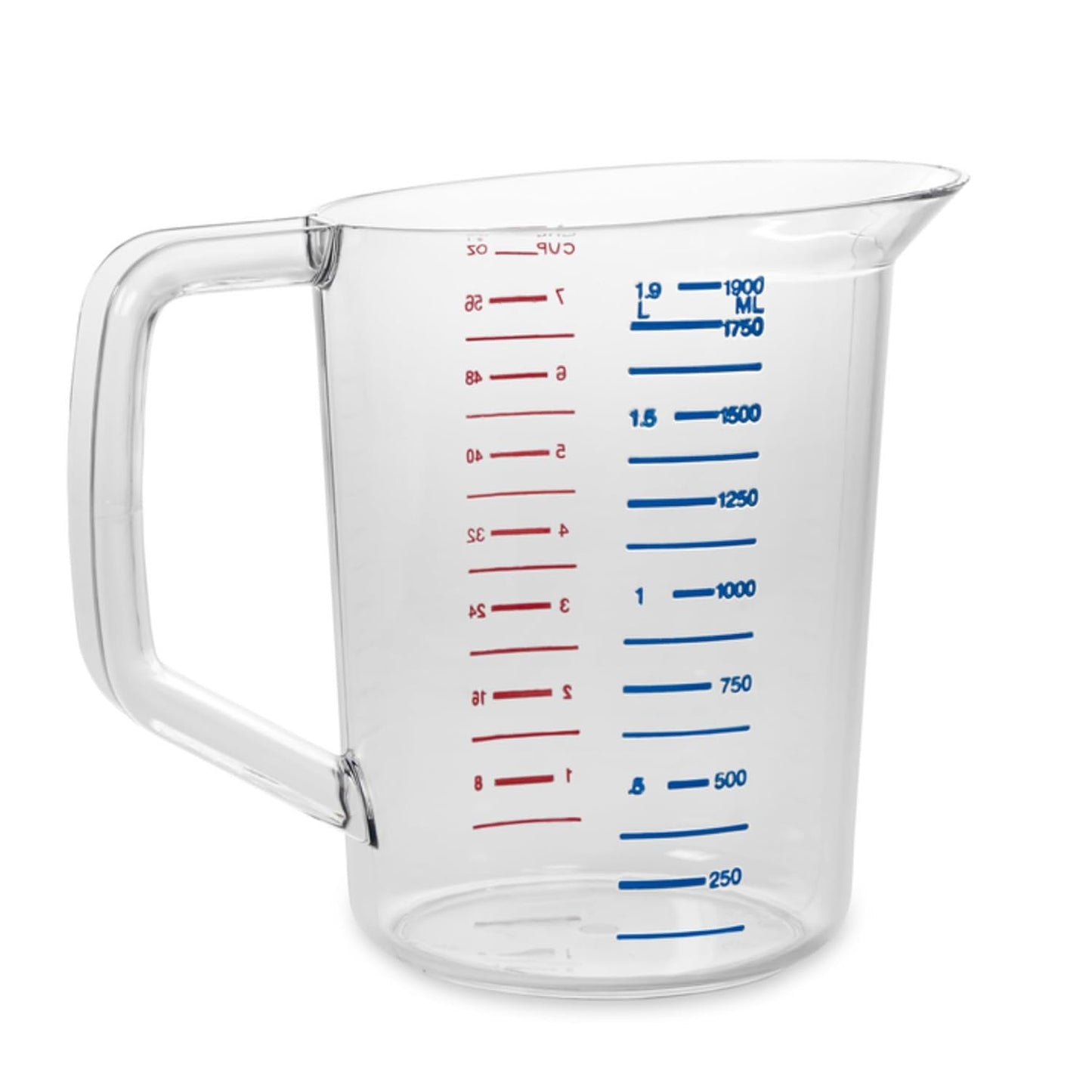 Rubbermaid Commercial Products Bouncer Clear Measuring Cup 2-Cup/0.5-Quart Clear Strong Food Grade Easy Read for Liquid/Dry Ingredients for Home/Professional Kitchen