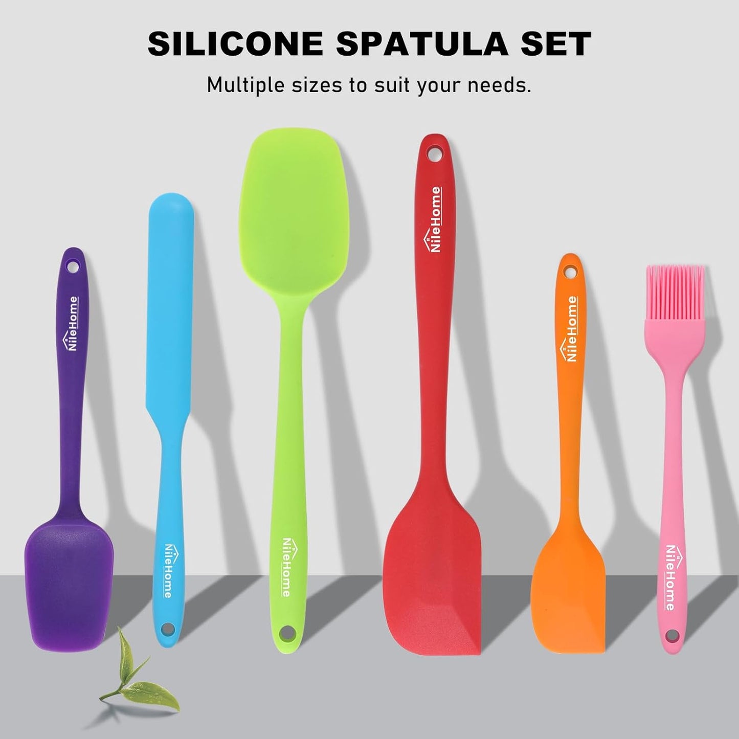 NileHome Silicone Spatula Set, 5 Pieces Food Grade Kitchen Utensils with Silicone Brush Heat Resistant BPA-free Rubber Spatula for Scraping, Baking, Cooking, Mixing—Black