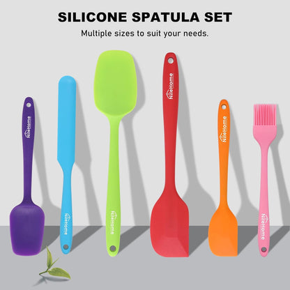 NileHome Silicone Spatula Set, 5 Pieces Food Grade Kitchen Utensils with Silicone Brush Heat Resistant BPA-free Rubber Spatula for Scraping, Baking, Cooking, Mixing—Black