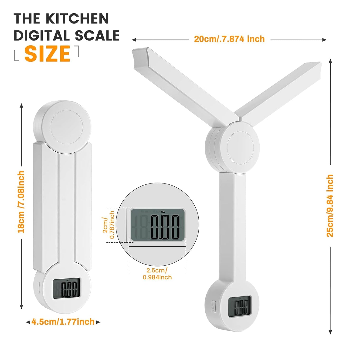 Folding Food Scale,Digital Kitchen Scale,Highly Accurate Compact Small Scale with LCD Display,Portable Food Scale Multiple Units Supported, Travel Scale for Measuring Intake of Healthy