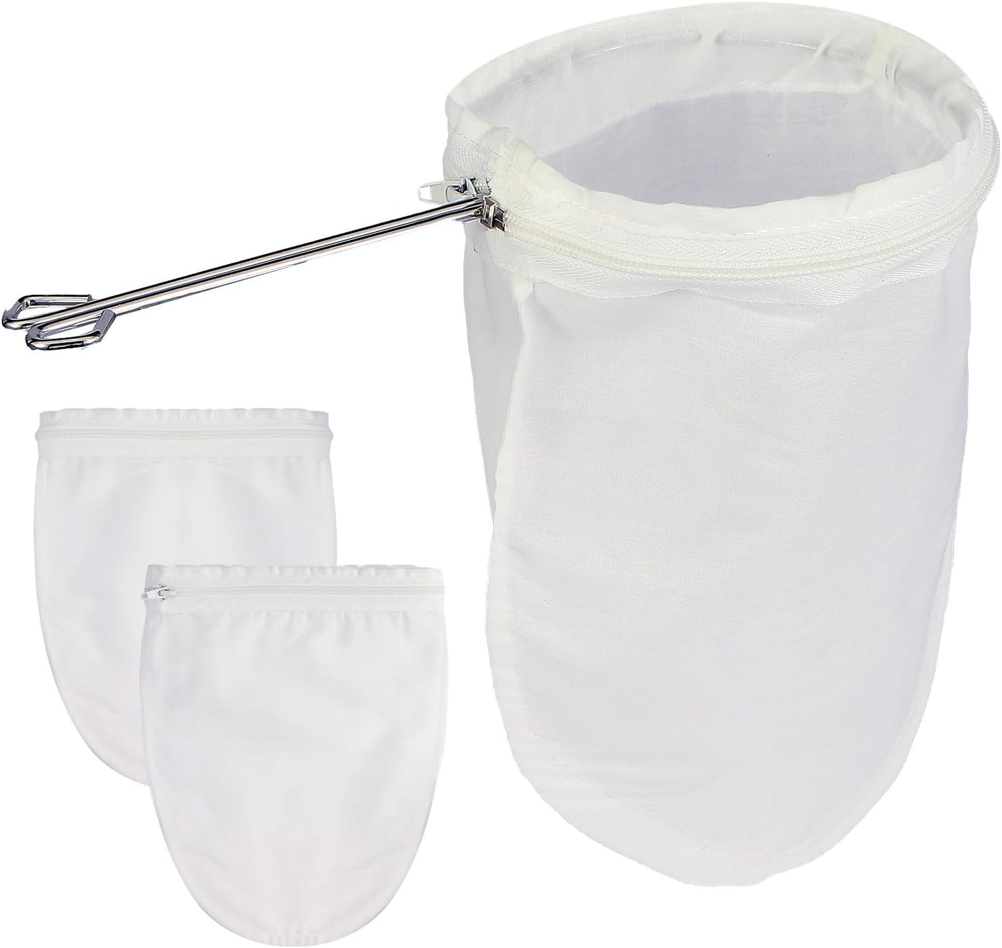 Fine Mesh Strainer, 3Pcs Reusable Cloth Strainer Bags with Stainless Steel Handle, Nut Milk Bag, Juice Strainer for Kitchen