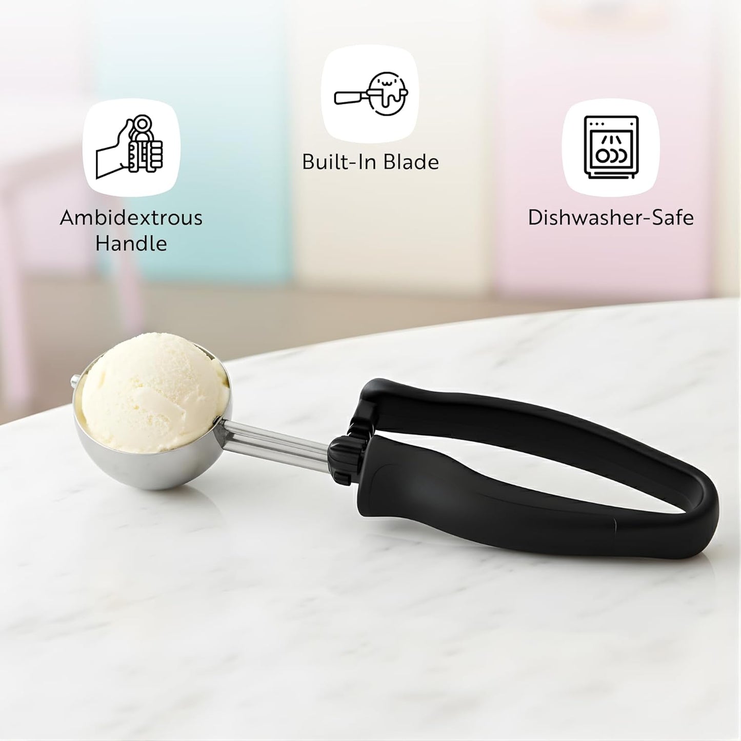 Restaurantware Ice Cream Scoop 1 Case 3.75 oz Stainless Steel Portioner Commercial Kitchen Tool Comfortable Grip Dishwasher-Safe Ambidextrous Handle