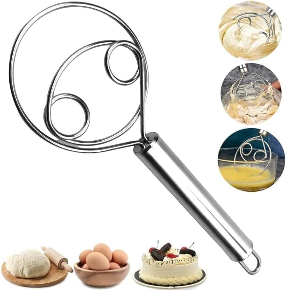Stainless Steel Atta Kneader, Dough Maker, Flour Mixer, Bread Mixing Tool, Roti Atta Blender Beater Manual Flour Mixer for Egg, Bread, Cake, Pastry, Pizza Dough