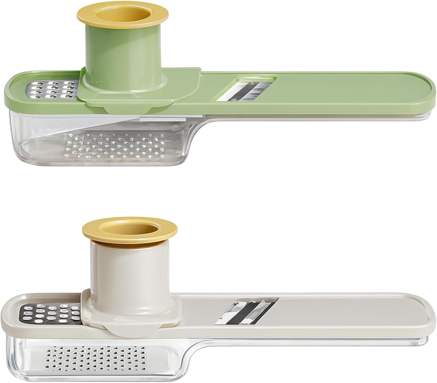 2 PCS Ginger Grater, Ginger Garlic Grater Tool, Multi-Function Zester Grater with Handle, White and Green