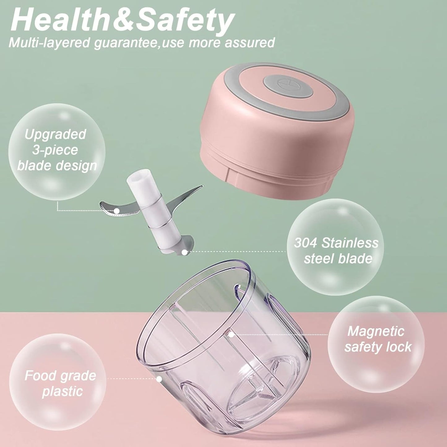 Electric Mini Garlic Chopper, 100ML Food Chopper Garlic Mincer USB, Portable Small Food Processor for Vegetables