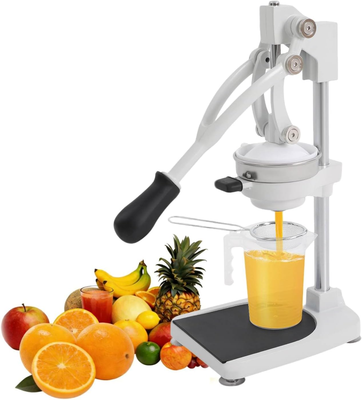 Manual Juicer & Heavy Duty Hand Press Juicer, Cast Iron Citrus Juicer Squeezer with Stable Base, Commercial Grade Manual Press for Orange Lemon Lime Grapefruit and Pomegranate, Easy to Clean and Use