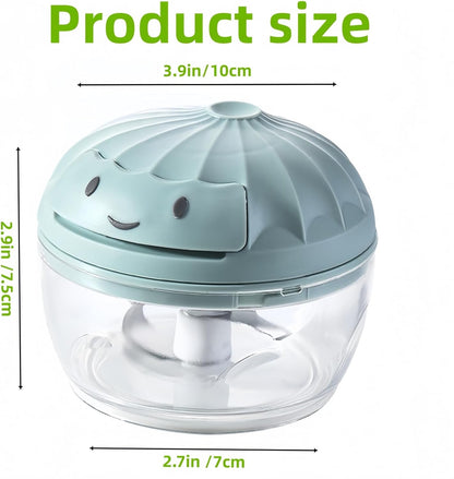 Manual Food Processor Vegetable Chopper, Mini Hand Pull String Garlic Chopper Onion Cutter for Veggies, Ginger, Fruits, Nuts, Avocado, garlic etc., Food Safe Material, 160ml (blue)