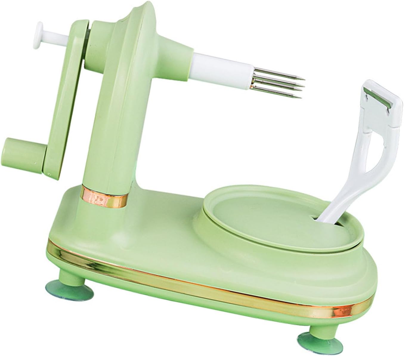 Apple Peeler, Apple Corer Slicer Peeler with Upgraded Stainless Steel Blades Manual Rotating Kitchen Gadget Pear Peeler Includes 2 Replacement Heads for Apple Pear Citrus(Light Green)