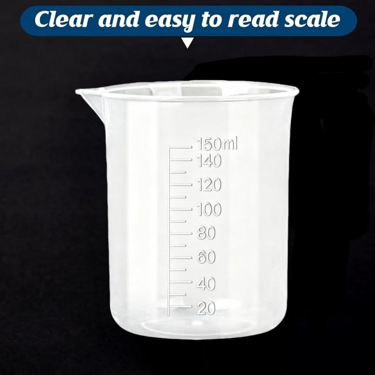 Plastic Measuring Cups, 100ml, Set of 15, for Liquid Measurement and Scientific Experiments